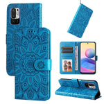 Custodia per telefono in pelle di girasole goffrata, For Xiaomi Redmi Note 10 4G / Note 10S 4G, For Xiaomi Redmi Note 10 5G, For Xiaomi Redmi Note 10 Pro / Note 10 Pro Max, For Xiaomi Redmi Note 11 5G  / Poco M4 Pro 5G