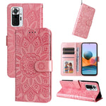 Custodia per telefono in pelle di girasole goffrata, For Xiaomi Redmi Note 10 4G / Note 10S 4G, For Xiaomi Redmi Note 10 5G, For Xiaomi Redmi Note 10 Pro / Note 10 Pro Max, For Xiaomi Redmi Note 11 5G  / Poco M4 Pro 5G