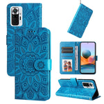 Custodia per telefono in pelle di girasole goffrata, For Xiaomi Redmi Note 10 4G / Note 10S 4G, For Xiaomi Redmi Note 10 5G, For Xiaomi Redmi Note 10 Pro / Note 10 Pro Max, For Xiaomi Redmi Note 11 5G  / Poco M4 Pro 5G