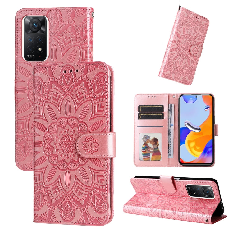 Custodia per telefono in pelle di girasole goffrata, For Xiaomi Redmi Note 11E, For Xiaomi Redmi Note 11 Pro 5G, For Xiaomi Redmi Note 11 Pro 4G Foreign Version / 5G, For Xiaomi Redmi Note 11S / Note 11 4G Foreign Version