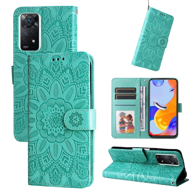 Custodia per telefono in pelle di girasole goffrata, For Xiaomi Redmi Note 11E, For Xiaomi Redmi Note 11 Pro 5G, For Xiaomi Redmi Note 11 Pro 4G Foreign Version / 5G, For Xiaomi Redmi Note 11S / Note 11 4G Foreign Version