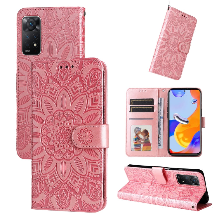 Custodia per telefono in pelle di girasole goffrata, For Xiaomi Redmi Note 11E, For Xiaomi Redmi Note 11 Pro 5G, For Xiaomi Redmi Note 11 Pro 4G Foreign Version / 5G, For Xiaomi Redmi Note 11S / Note 11 4G Foreign Version