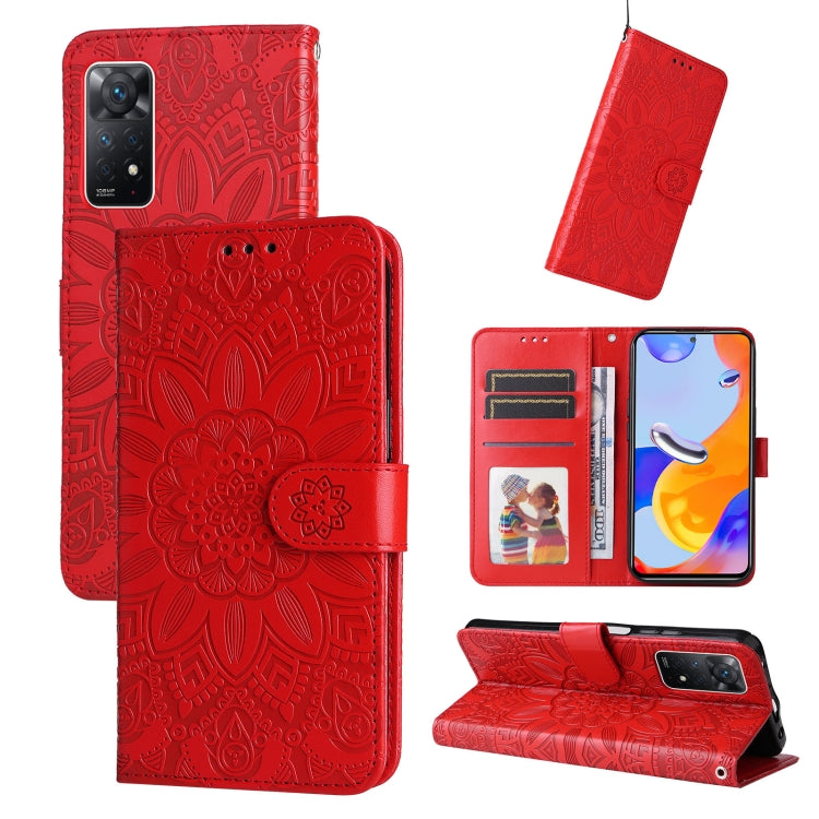 Custodia per telefono in pelle di girasole goffrata, For Xiaomi Redmi Note 11E, For Xiaomi Redmi Note 11 Pro 5G, For Xiaomi Redmi Note 11 Pro 4G Foreign Version / 5G, For Xiaomi Redmi Note 11S / Note 11 4G Foreign Version