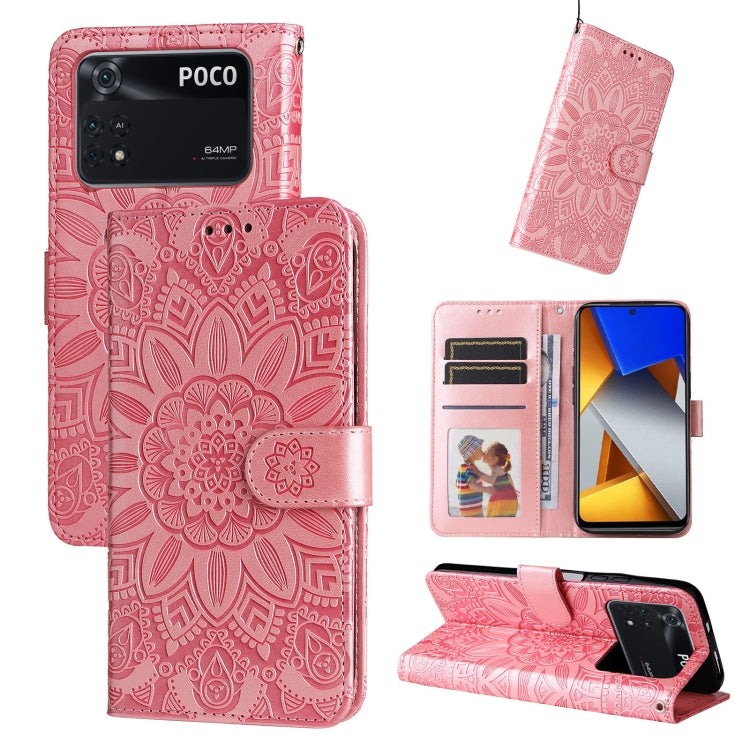 Custodia per telefono in pelle di girasole goffrata, For Xiaomi Poco M4 Pro 4G, For Xiaomi Poco X4 Pro 5G, For Xiaomi 11T / 11T Pro, For Xiaomi 12 Lite