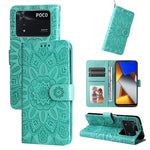 Custodia per telefono in pelle di girasole goffrata, For Xiaomi Poco M4 Pro 4G, For Xiaomi Poco X4 Pro 5G, For Xiaomi 11T / 11T Pro, For Xiaomi 12 Lite