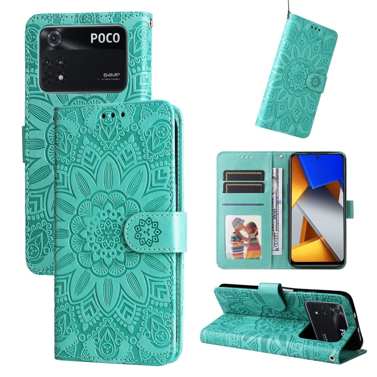 Custodia per telefono in pelle di girasole goffrata, For Xiaomi Poco M4 Pro 4G, For Xiaomi Poco X4 Pro 5G, For Xiaomi 11T / 11T Pro, For Xiaomi 12 Lite