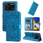 Custodia per telefono in pelle di girasole goffrata, For Xiaomi Poco M4 Pro 4G, For Xiaomi Poco X4 Pro 5G, For Xiaomi 11T / 11T Pro, For Xiaomi 12 Lite