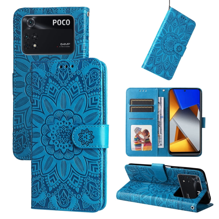 Custodia per telefono in pelle di girasole goffrata, For Xiaomi Poco M4 Pro 4G, For Xiaomi Poco X4 Pro 5G, For Xiaomi 11T / 11T Pro, For Xiaomi 12 Lite