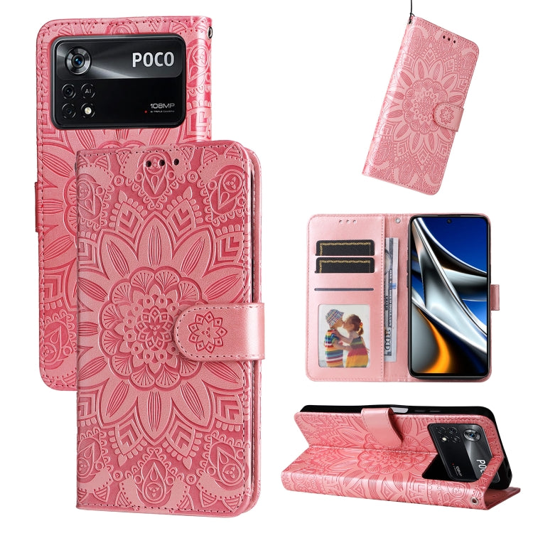 Custodia per telefono in pelle di girasole goffrata, For Xiaomi Poco M4 Pro 4G, For Xiaomi Poco X4 Pro 5G, For Xiaomi 11T / 11T Pro, For Xiaomi 12 Lite