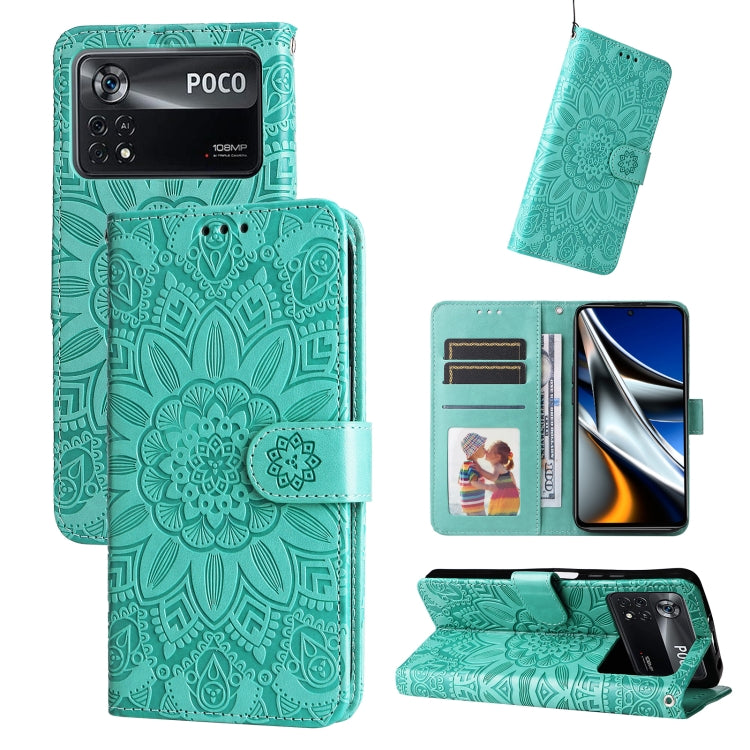 Custodia per telefono in pelle di girasole goffrata, For Xiaomi Poco M4 Pro 4G, For Xiaomi Poco X4 Pro 5G, For Xiaomi 11T / 11T Pro, For Xiaomi 12 Lite