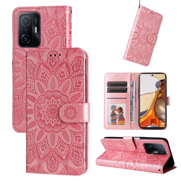 Custodia per telefono in pelle di girasole goffrata, For Xiaomi Poco M4 Pro 4G, For Xiaomi Poco X4 Pro 5G, For Xiaomi 11T / 11T Pro, For Xiaomi 12 Lite