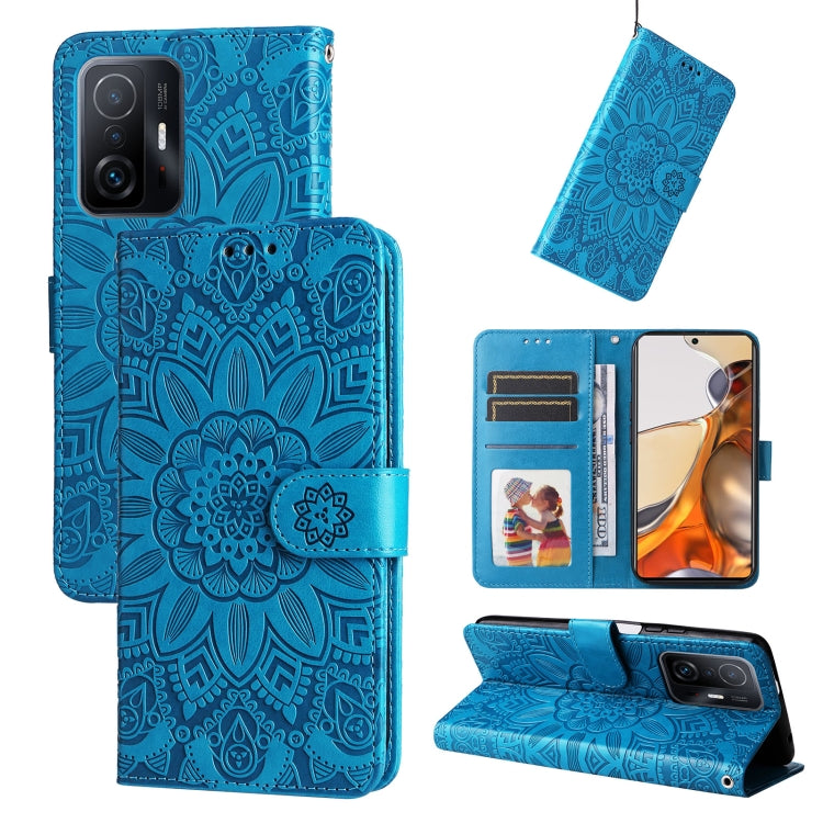 Custodia per telefono in pelle di girasole goffrata, For Xiaomi Poco M4 Pro 4G, For Xiaomi Poco X4 Pro 5G, For Xiaomi 11T / 11T Pro, For Xiaomi 12 Lite