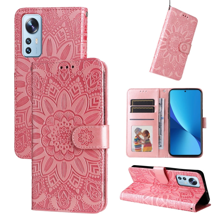Custodia per telefono in pelle di girasole goffrata, For Xiaomi Poco M4 Pro 4G, For Xiaomi Poco X4 Pro 5G, For Xiaomi 11T / 11T Pro, For Xiaomi 12 Lite