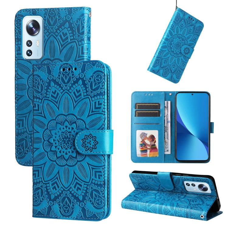 Custodia per telefono in pelle di girasole goffrata, For Xiaomi Poco M4 Pro 4G, For Xiaomi Poco X4 Pro 5G, For Xiaomi 11T / 11T Pro, For Xiaomi 12 Lite