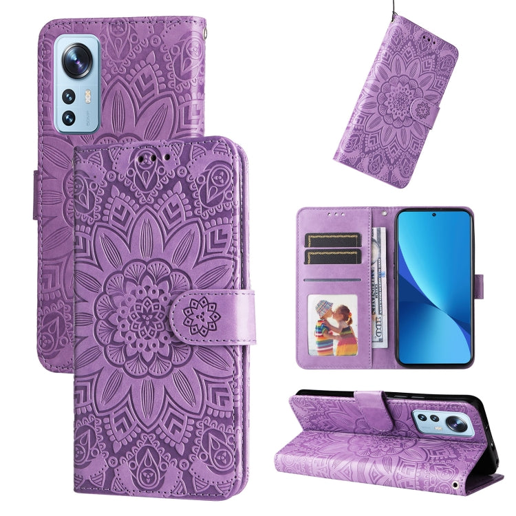 Custodia per telefono in pelle di girasole goffrata, For Xiaomi Poco M4 Pro 4G, For Xiaomi Poco X4 Pro 5G, For Xiaomi 11T / 11T Pro, For Xiaomi 12 Lite