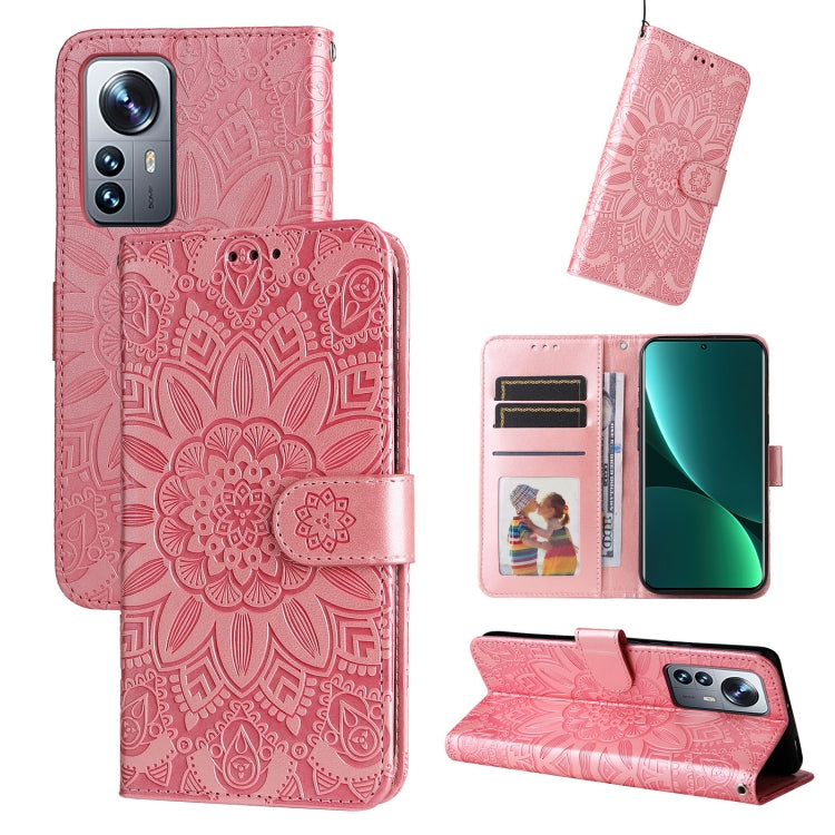 Custodia per telefono in pelle di girasole goffrata, For Xiaomi 12 Pro, For Xiaomi 12 / 12X, For Xiaomi Poco M3 / Redmi 9T / Redmi 9 Power, For Xiaomi Poco X3 NFC