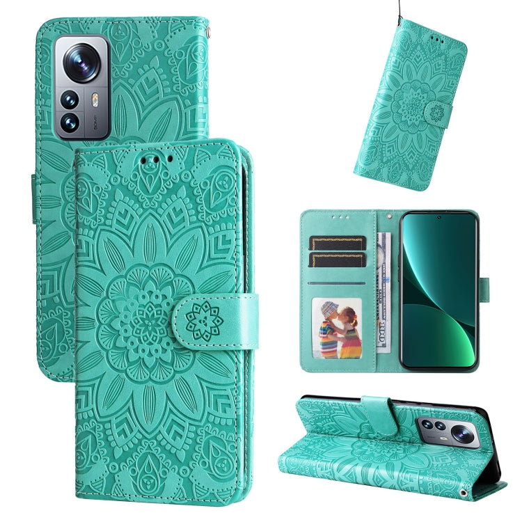 Custodia per telefono in pelle di girasole goffrata, For Xiaomi 12 Pro, For Xiaomi 12 / 12X, For Xiaomi Poco M3 / Redmi 9T / Redmi 9 Power, For Xiaomi Poco X3 NFC