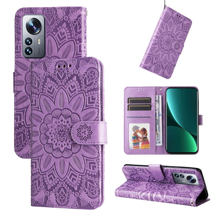 Custodia per telefono in pelle di girasole goffrata, For Xiaomi 12 Pro, For Xiaomi 12 / 12X, For Xiaomi Poco M3 / Redmi 9T / Redmi 9 Power, For Xiaomi Poco X3 NFC