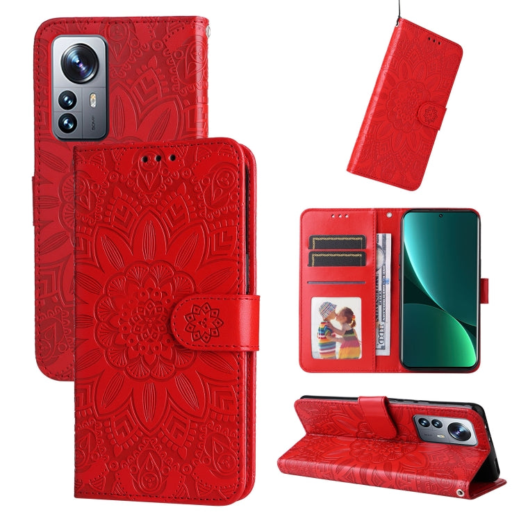 Custodia per telefono in pelle di girasole goffrata, For Xiaomi 12 Pro, For Xiaomi 12 / 12X, For Xiaomi Poco M3 / Redmi 9T / Redmi 9 Power, For Xiaomi Poco X3 NFC