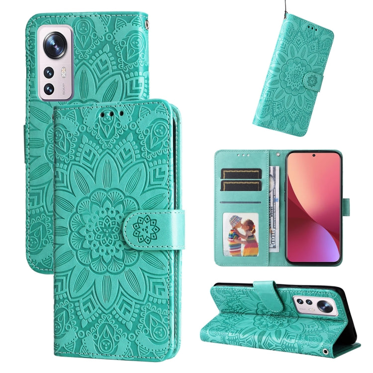 Custodia per telefono in pelle di girasole goffrata, For Xiaomi 12 Pro, For Xiaomi 12 / 12X, For Xiaomi Poco M3 / Redmi 9T / Redmi 9 Power, For Xiaomi Poco X3 NFC
