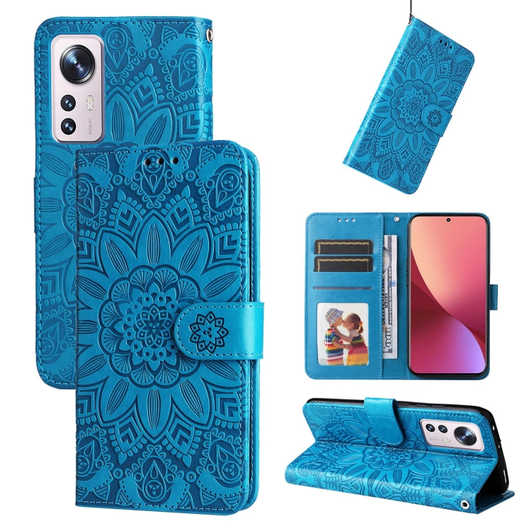 Custodia per telefono in pelle di girasole goffrata, For Xiaomi 12 Pro, For Xiaomi 12 / 12X, For Xiaomi Poco M3 / Redmi 9T / Redmi 9 Power, For Xiaomi Poco X3 NFC