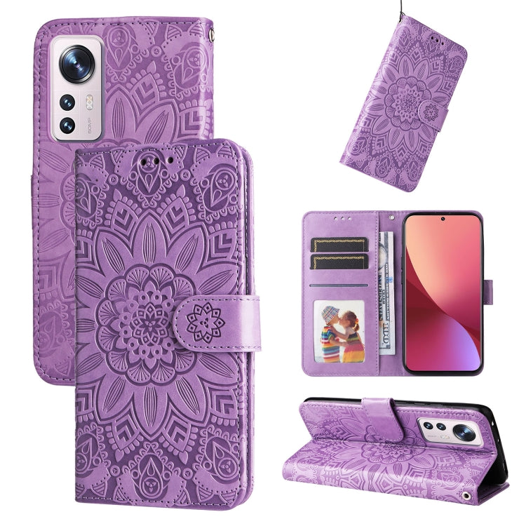 Custodia per telefono in pelle di girasole goffrata, For Xiaomi 12 Pro, For Xiaomi 12 / 12X, For Xiaomi Poco M3 / Redmi 9T / Redmi 9 Power, For Xiaomi Poco X3 NFC