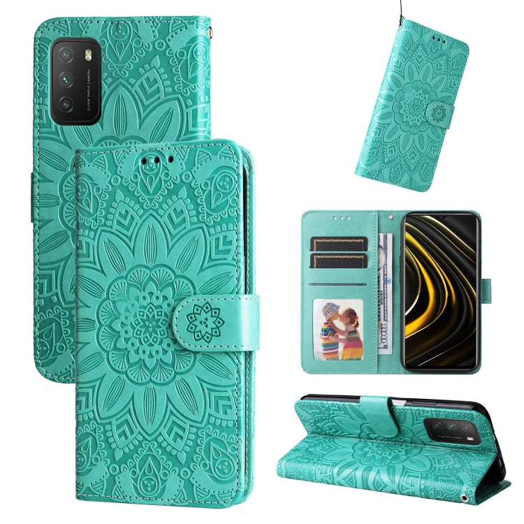 Custodia per telefono in pelle di girasole goffrata, For Xiaomi 12 Pro, For Xiaomi 12 / 12X, For Xiaomi Poco M3 / Redmi 9T / Redmi 9 Power, For Xiaomi Poco X3 NFC