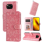 Custodia per telefono in pelle di girasole goffrata, For Xiaomi 12 Pro, For Xiaomi 12 / 12X, For Xiaomi Poco M3 / Redmi 9T / Redmi 9 Power, For Xiaomi Poco X3 NFC