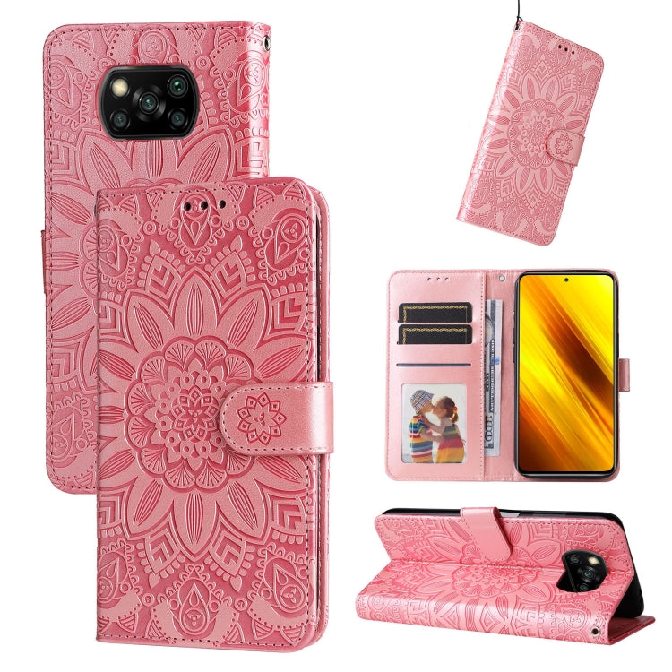 Custodia per telefono in pelle di girasole goffrata, For Xiaomi 12 Pro, For Xiaomi 12 / 12X, For Xiaomi Poco M3 / Redmi 9T / Redmi 9 Power, For Xiaomi Poco X3 NFC