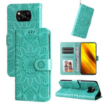 Custodia per telefono in pelle di girasole goffrata, For Xiaomi 12 Pro, For Xiaomi 12 / 12X, For Xiaomi Poco M3 / Redmi 9T / Redmi 9 Power, For Xiaomi Poco X3 NFC