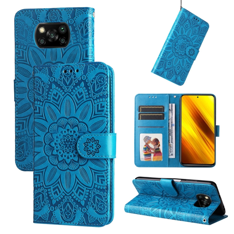 Custodia per telefono in pelle di girasole goffrata, For Xiaomi 12 Pro, For Xiaomi 12 / 12X, For Xiaomi Poco M3 / Redmi 9T / Redmi 9 Power, For Xiaomi Poco X3 NFC