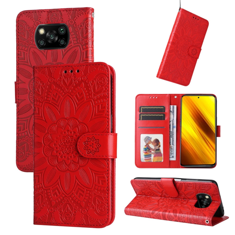 Custodia per telefono in pelle di girasole goffrata, For Xiaomi 12 Pro, For Xiaomi 12 / 12X, For Xiaomi Poco M3 / Redmi 9T / Redmi 9 Power, For Xiaomi Poco X3 NFC