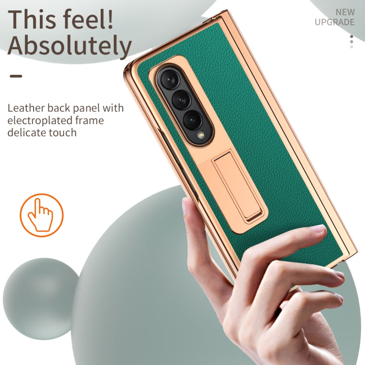 Custodia per telefono galvanizzata con cerniera in pelle texture Litchi con penna, For Samsung Galaxy Z Fold4