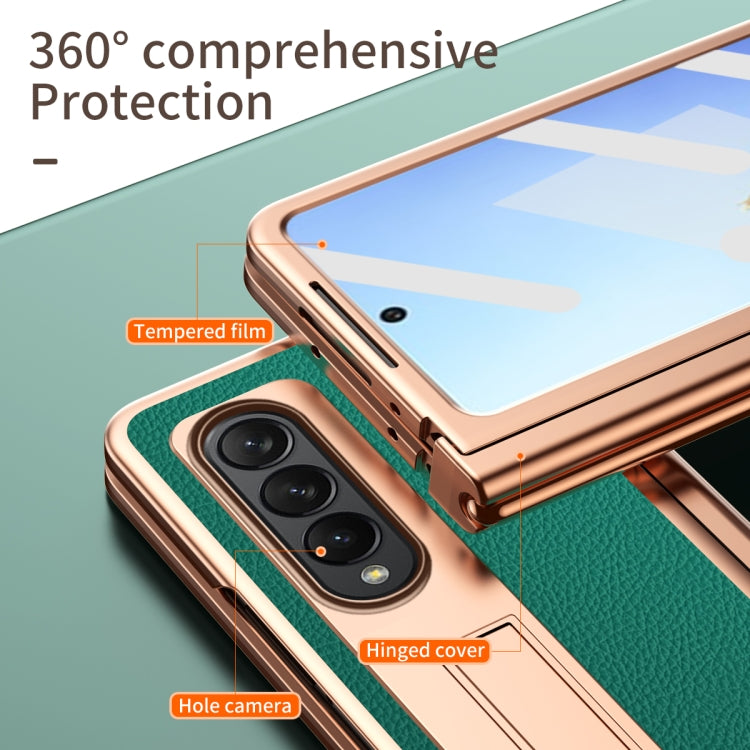 Custodia per telefono galvanizzata con cerniera in pelle texture Litchi con penna, For Samsung Galaxy Z Fold4