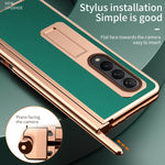 Custodia per telefono galvanizzata con cerniera in pelle texture Litchi con penna, For Samsung Galaxy Z Fold4