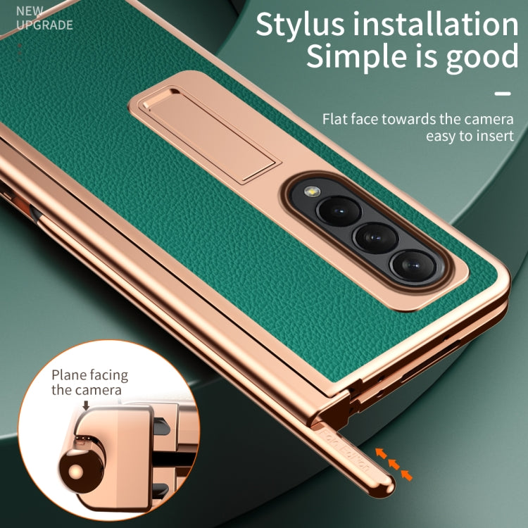 Custodia per telefono galvanizzata con cerniera in pelle texture Litchi con penna, For Samsung Galaxy Z Fold4