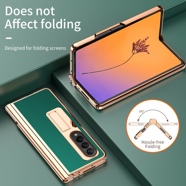 Custodia per telefono galvanizzata con cerniera in pelle texture Litchi con penna, For Samsung Galaxy Z Fold4