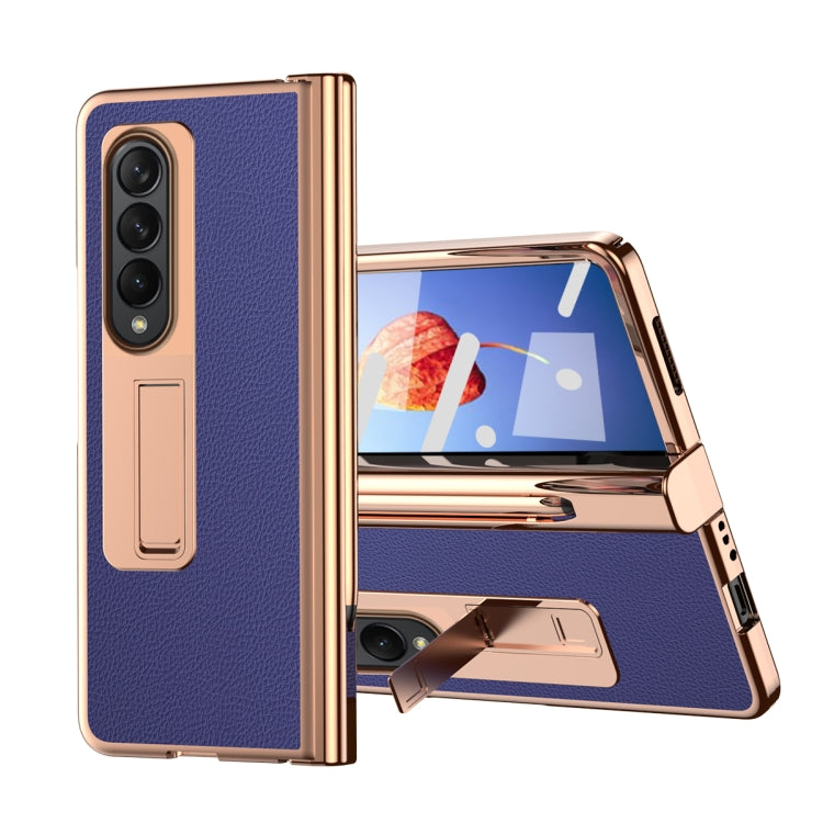 Custodia per telefono galvanizzata con cerniera in pelle texture Litchi con penna, For Samsung Galaxy Z Fold4