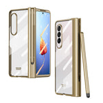 Custodia per telefono con cerniera galvanica per tutto il corpo con slot per penna, For Samsung Galaxy Z Fold4