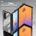 Custodia per telefono con cerniera galvanica integrata per tutto il corpo con slot per penna, For Samsung Galaxy Z Fold4