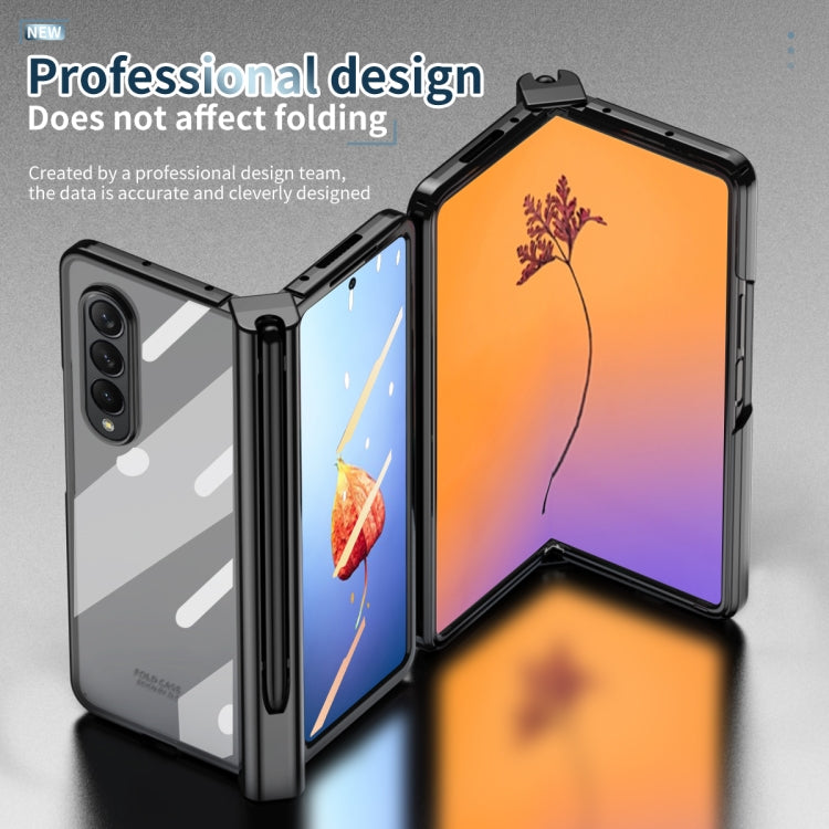 Custodia per telefono con cerniera galvanica integrata per tutto il corpo con slot per penna, For Samsung Galaxy Z Fold4