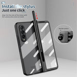 Custodia per telefono con cerniera galvanica integrata per tutto il corpo con slot per penna, For Samsung Galaxy Z Fold4
