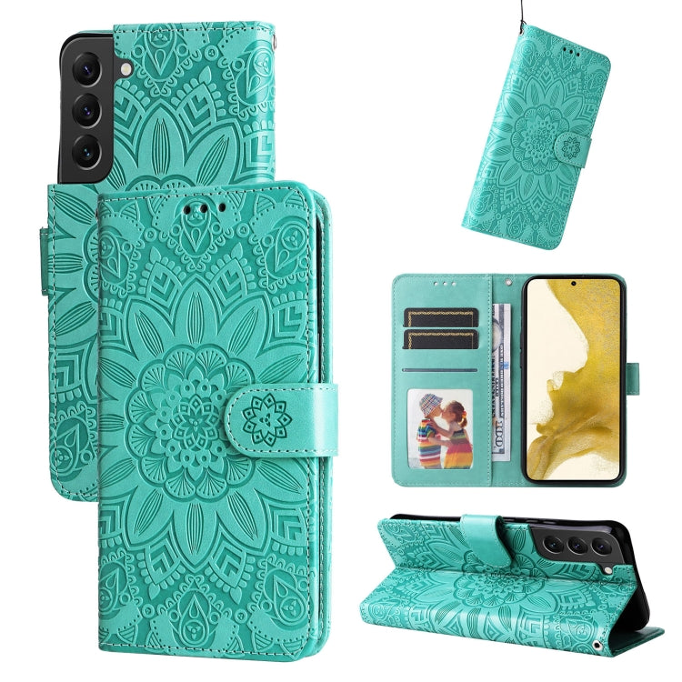 Custodia per telefono in pelle di girasole goffrata, For Samsung Galaxy S22 5G, For Samsung Galaxy S22+ 5G, For Samsung Galaxy S22 Ultra 5G, For Samsung Galaxy S21 5G