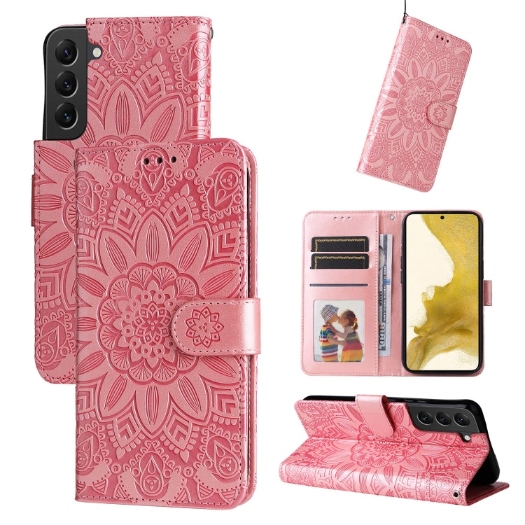 Custodia per telefono in pelle di girasole goffrata, For Samsung Galaxy S22 5G, For Samsung Galaxy S22+ 5G, For Samsung Galaxy S22 Ultra 5G, For Samsung Galaxy S21 5G
