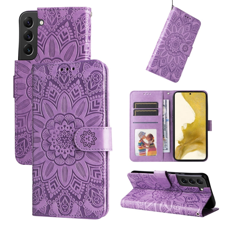 Custodia per telefono in pelle di girasole goffrata, For Samsung Galaxy S22 5G, For Samsung Galaxy S22+ 5G, For Samsung Galaxy S22 Ultra 5G, For Samsung Galaxy S21 5G