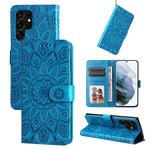 Custodia per telefono in pelle di girasole goffrata, For Samsung Galaxy S22 5G, For Samsung Galaxy S22+ 5G, For Samsung Galaxy S22 Ultra 5G, For Samsung Galaxy S21 5G