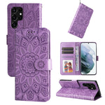 Custodia per telefono in pelle di girasole goffrata, For Samsung Galaxy S22 5G, For Samsung Galaxy S22+ 5G, For Samsung Galaxy S22 Ultra 5G, For Samsung Galaxy S21 5G