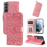 Custodia per telefono in pelle di girasole goffrata, For Samsung Galaxy S22 5G, For Samsung Galaxy S22+ 5G, For Samsung Galaxy S22 Ultra 5G, For Samsung Galaxy S21 5G