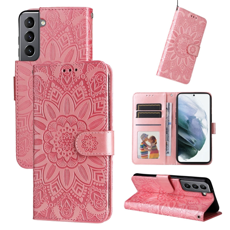 Custodia per telefono in pelle di girasole goffrata, For Samsung Galaxy S22 5G, For Samsung Galaxy S22+ 5G, For Samsung Galaxy S22 Ultra 5G, For Samsung Galaxy S21 5G