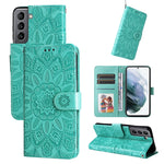 Custodia per telefono in pelle di girasole goffrata, For Samsung Galaxy S22 5G, For Samsung Galaxy S22+ 5G, For Samsung Galaxy S22 Ultra 5G, For Samsung Galaxy S21 5G